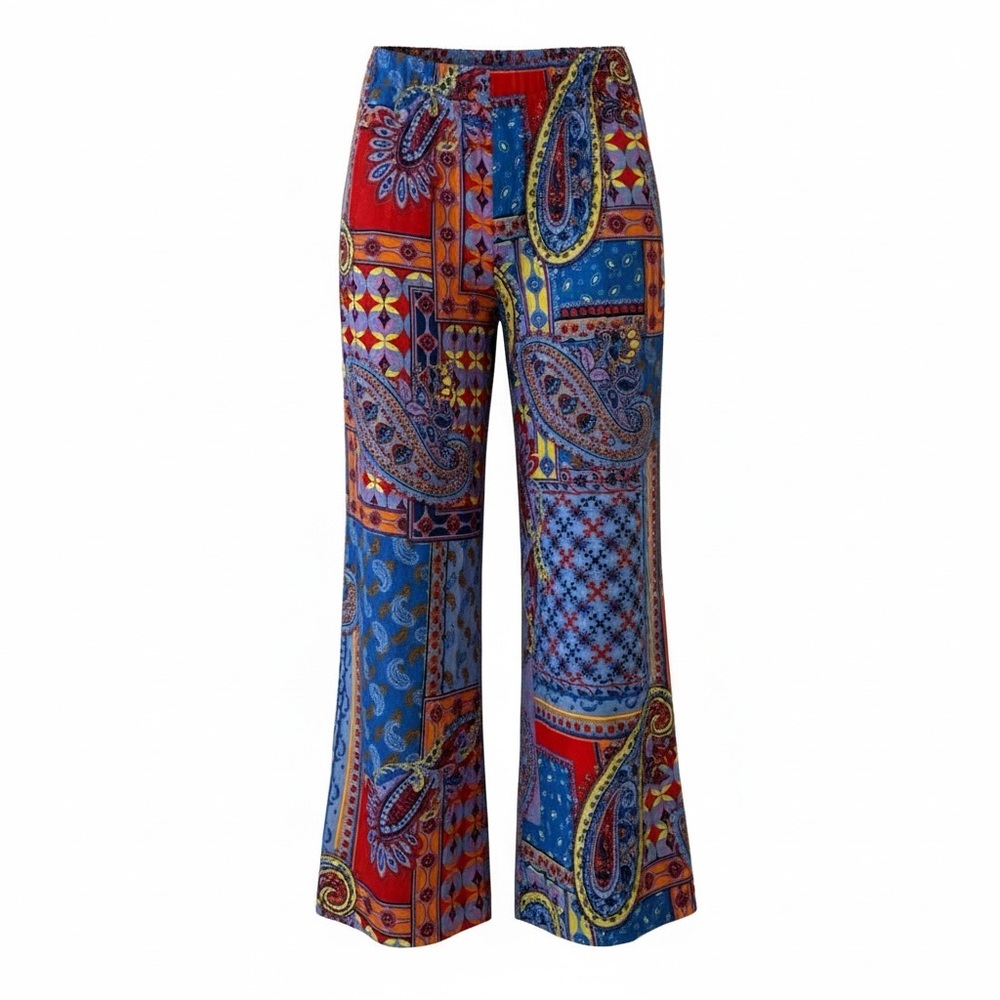 NWOT SHEER BRIGHT PAISLEY DRAWSTRING SWIMSUIT COVER/LOUNGE PANTS SIZE XL